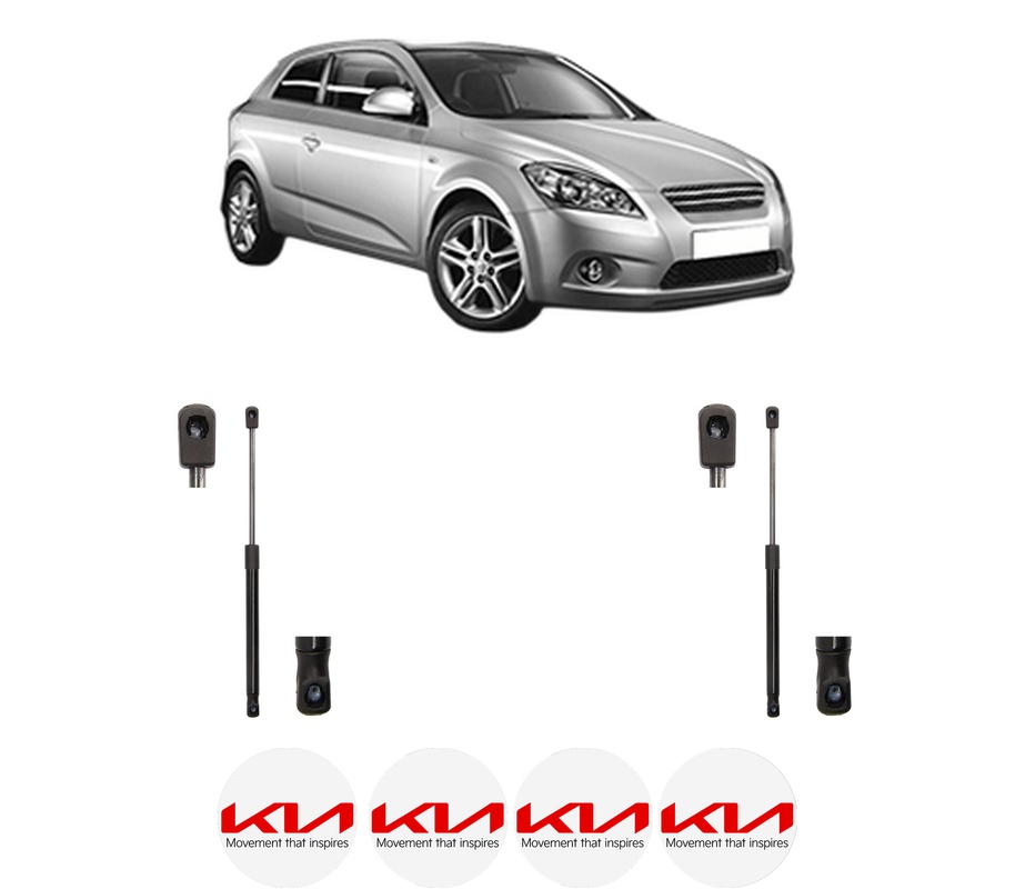 Set amortizoare portbagaj haion pentru KIA CEE'D Hatchback (ED) din 2006-2012, 2 bucati, MAGNUM TECHNOLOGY, 4 stickere auto KIA