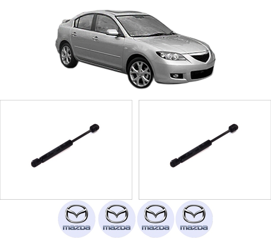 Set amortizoare portbagaj haion pentru MAZDA 3 Saloon (BK) din 2003-2009, 2 bucati, KROSNO, 4 stickere auto MAZDA