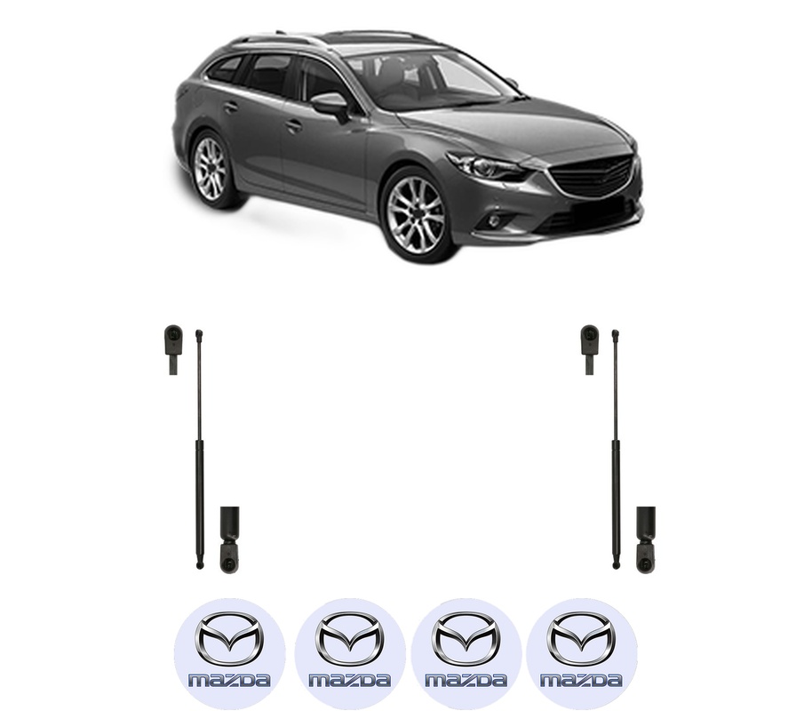 Set amortizoare portbagaj haion pentru MAZDA 6 Estate (GJ, GL) din 2012-2020, 2 bucati, KROSNO, 4 stickere auto MAZDA