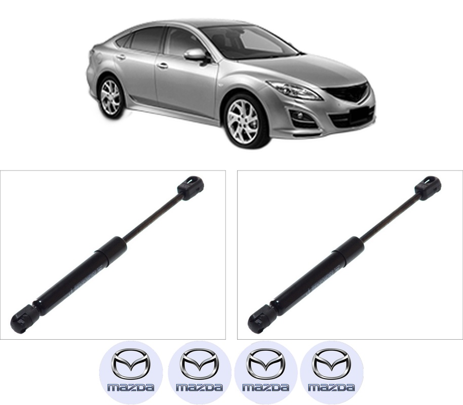 Set amortizoare portbagaj haion pentru MAZDA 6 Saloon (GH) din 2007-2013, 2 bucati, KROSNO, 4 stickere auto MAZDA