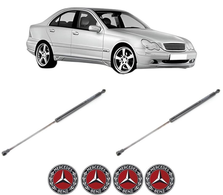 Set amortizoare portbagaj haion pentru MERCEDES-BENZ C-CLASS (W203) din 2000-2007, 2 bucati, KROSNO, 4 stickere auto MERCEDES-BENZ