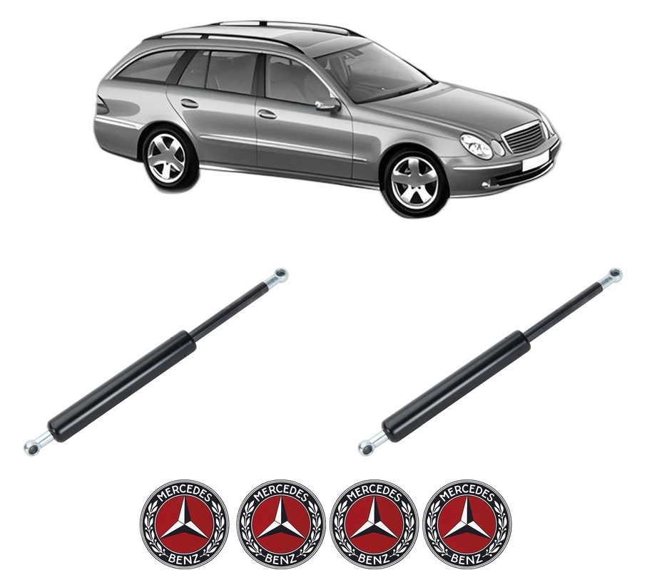 Set amortizoare portbagaj haion pentru MERCEDES-BENZ E-CLASS T-Model (S211) din 2003-2009, 2 bucati, KROSNO, 4 stickere auto MERCEDES-BENZ