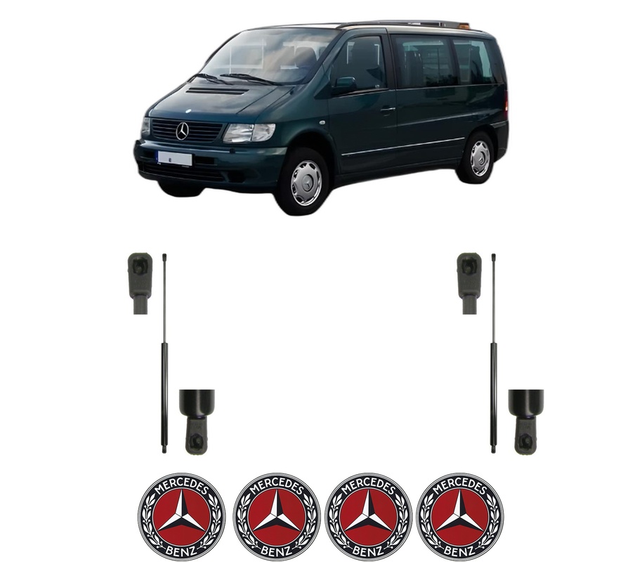 Set amortizoare portbagaj haion pentru MERCEDES-BENZ VITO Van (W638) din 1997-2003, 2 bucati, MAGNUM TECHNOLOGY, 4 stickere auto MERCEDES-BENZ