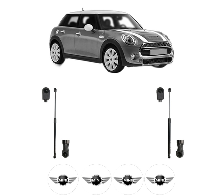 Set amortizoare portbagaj haion pentru MINI (F55) din 2013-2020, 2 bucati, KROSNO, 4 stickere auto MINI