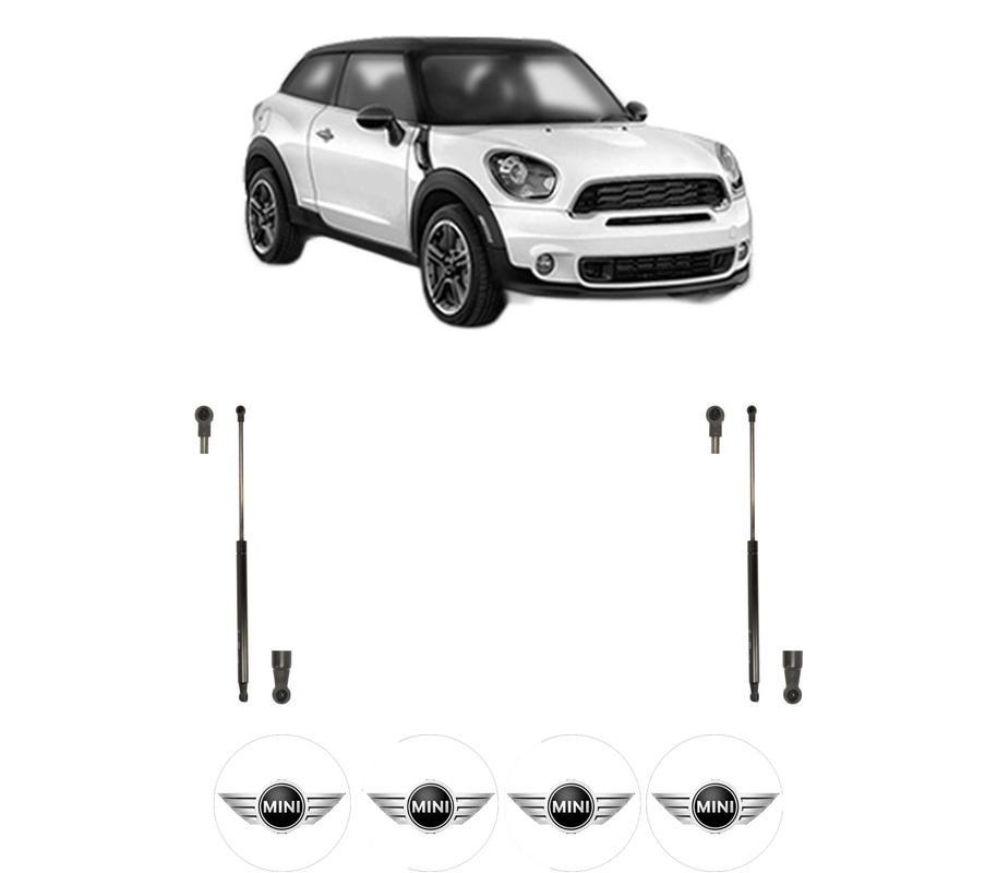 Set amortizoare portbagaj haion pentru MINI PACEMAN (R61) din 2012-2016, 2 bucati, KROSNO, 4 stickere auto MINI