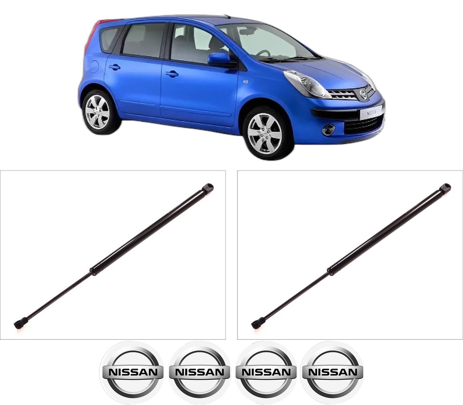 Set amortizoare portbagaj haion pentru NISSAN NOTE (E11, NE11) din 2006-2012, 2 bucati, KROSNO, 4 stickere auto NISSAN