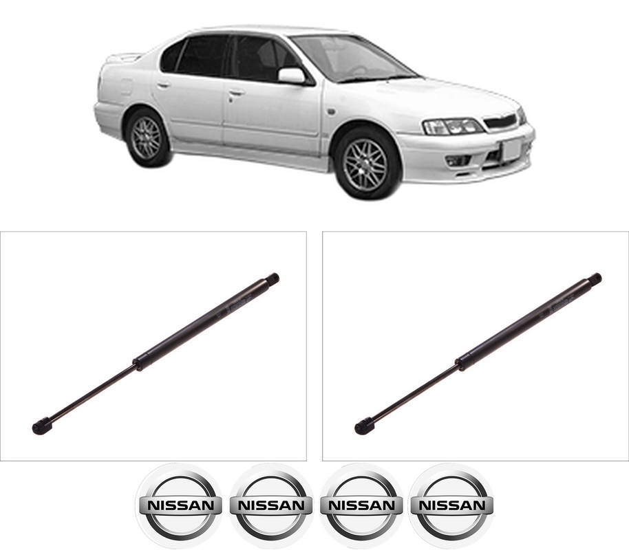 Set amortizoare portbagaj haion pentru NISSAN PRIMERA Hatchback (P11) din 1996-2002, 2 bucati, KROSNO, 4 stickere auto NISSAN
