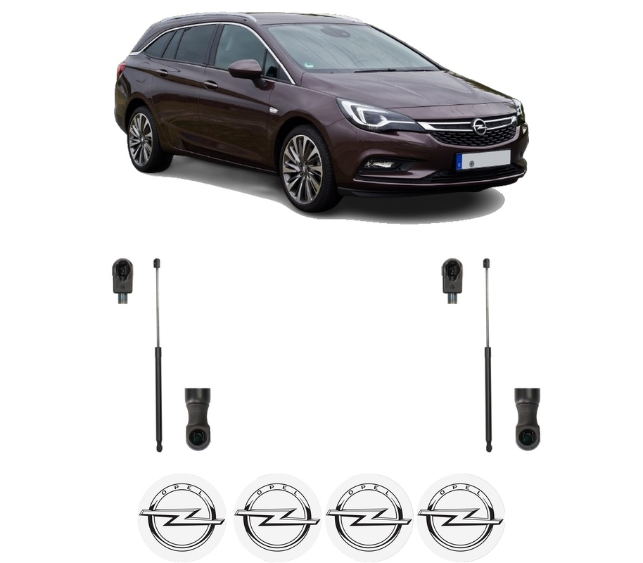 Set amortizoare portbagaj haion pentru OPEL ASTRA K Sports Tourer (B16) din 2015-2022, 2 bucati, KROSNO, 4 stickere auto OPEL