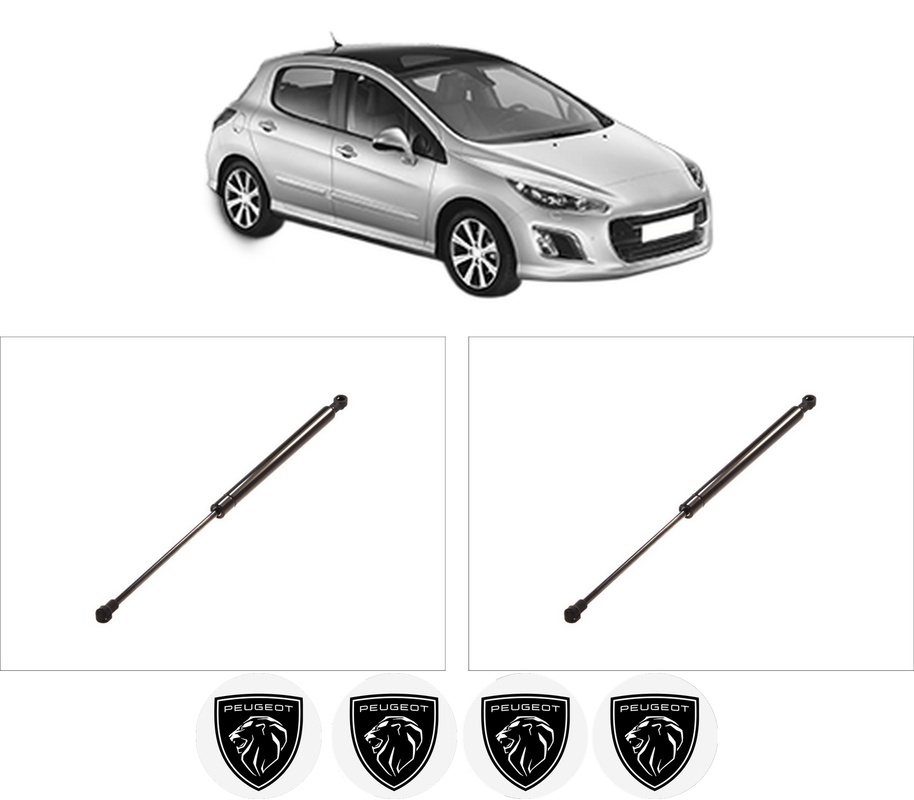 Set amortizoare portbagaj haion pentru PEUGEOT 308 I (4A_, 4C_) din 2007-2015, 2 bucati, KROSNO, 4 stickere auto PEUGEOT