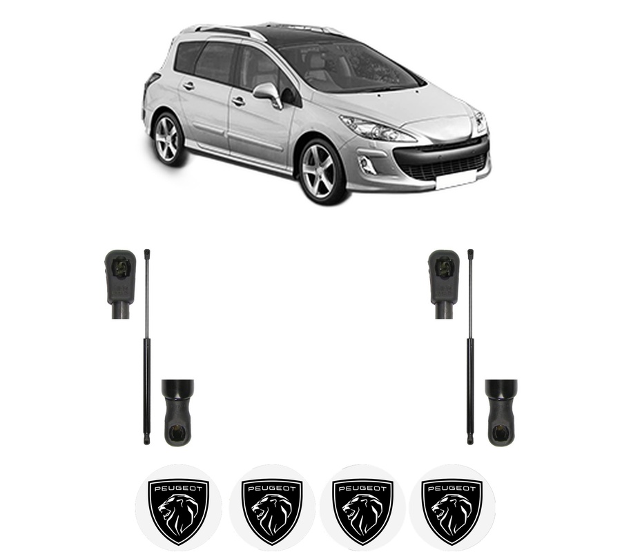 Set amortizoare portbagaj haion pentru PEUGEOT 308 SW I (4E_, 4H_) din 2007-2014, 2 bucati, MAGNUM TECHNOLOGY, 4 stickere auto PEUGEOT
