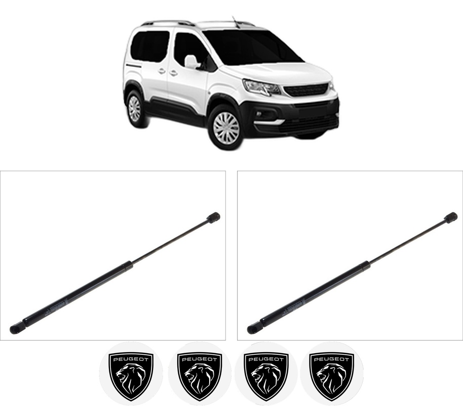 Set amortizoare portbagaj haion pentru PEUGEOT RIFTER din 2018-2023, 2 bucati, KROSNO, 4 stickere auto PEUGEOT