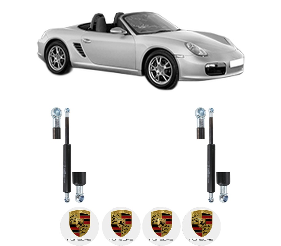 Set amortizoare portbagaj haion pentru PORSCHE BOXSTER (987) din 2004-2012, 2 bucati, KROSNO, 4 stickere auto PORSCHE