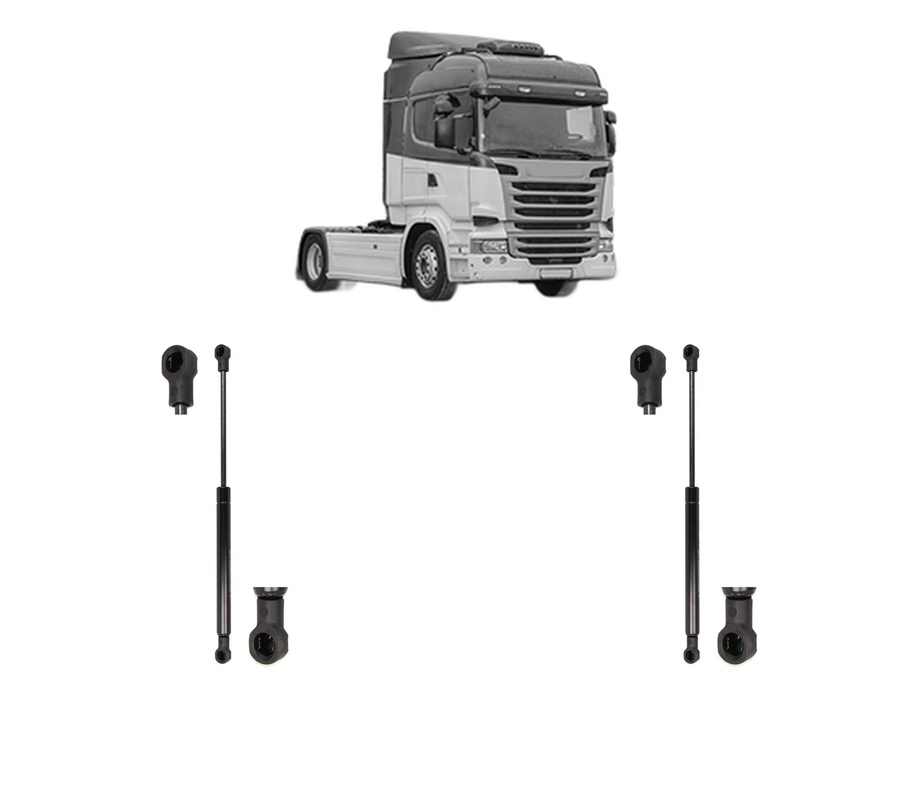 Set amortizoare portbagaj haion pentru SCANIA R I din 2004-2019, 2 bucati, KROSNO, 4 stickere auto SCANIA