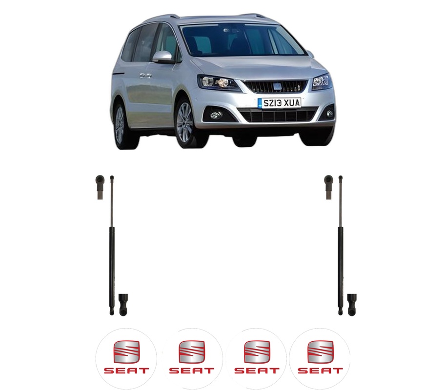 Set amortizoare portbagaj haion pentru SEAT ALHAMBRA VAN (711) din 2015-2022, 2 bucati, KROSNO, 4 stickere auto SEAT