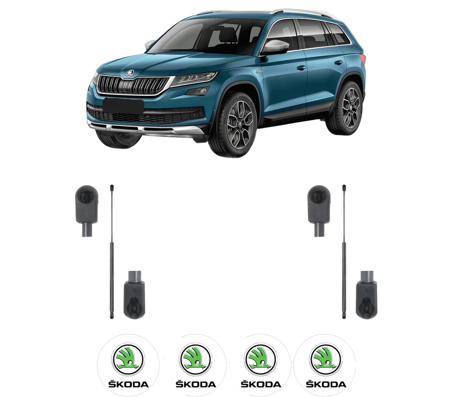 Set amortizoare portbagaj haion pentru SKODA KODIAQ I (NS6, NS7, NV7) din 2016-2021, 2 bucati, KROSNO, 4 stickere auto SKODA