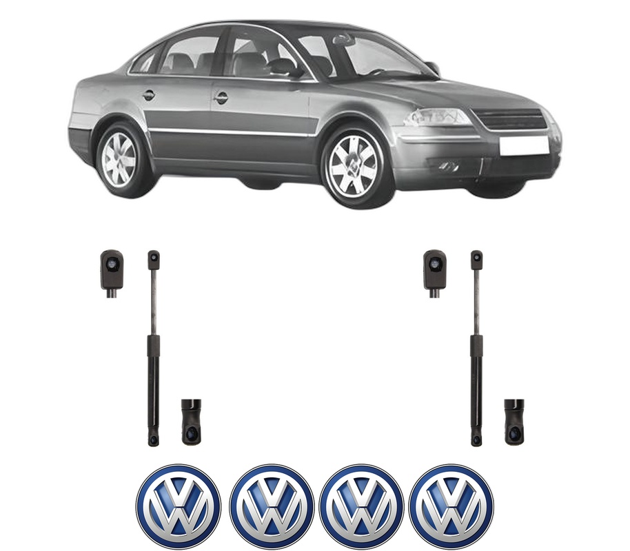 Set amortizoare portbagaj haion pentru VW PASSAT B5.5 (3B3) din 2000-2005, 2 bucati, MAGNUM TECHNOLOGY, 4 stickere auto VW