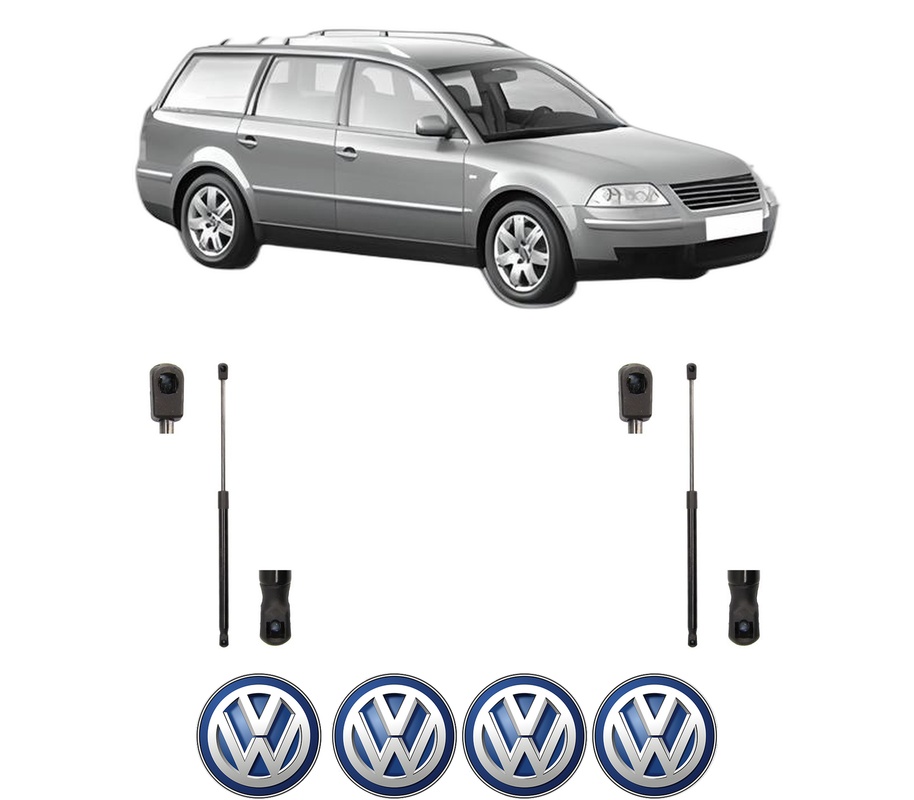 Set amortizoare portbagaj haion pentru VW PASSAT B5.5 Variant (3B6) din 2000-2005, 2 bucati, MAGNUM TECHNOLOGY, 4 stickere auto VW