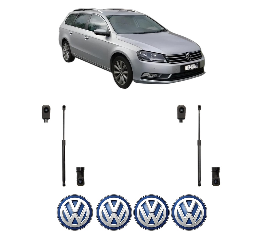 Set amortizoare portbagaj haion pentru VW PASSAT B7 Estate Van (365) din 2011-2014, 2 bucati, MAGNUM TECHNOLOGY, 4 stickere auto VW