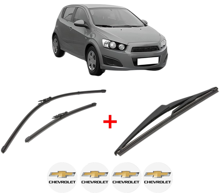 Set 3 stergatoare CHEVROLET AVEO Hatchback (T300) din 2011 - 2015, pentru parbriz si luneta fata si spate auto, Valeo Silencio, din cauciuc siliconat rezistent, 4 Stickere Auto CHEVROLET