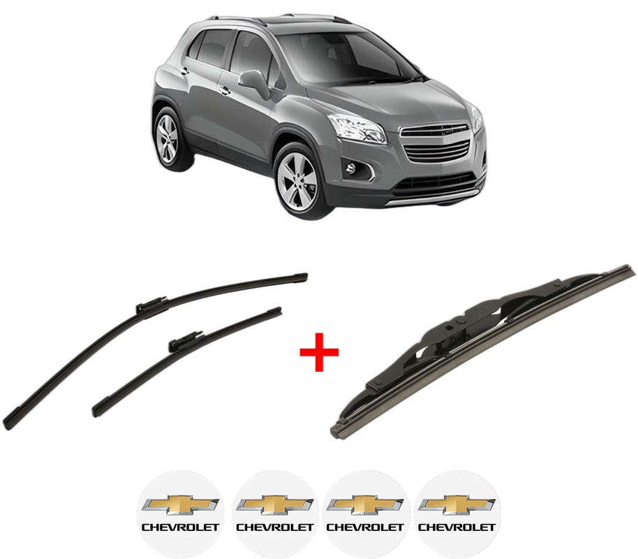 Set 3 stergatoare CHEVROLET TRAX din 2012, pentru parbriz si luneta fata si spate auto, Bosch Twin, din cauciuc siliconat rezistent, 4 Stickere Auto CHEVROLET