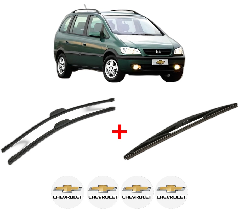 Set 3 stergatoare CHEVROLET ZAFIRA (F75) din 2001 - 2012, pentru parbriz si luneta fata si spate auto, Bosch Twin, din cauciuc siliconat rezistent, 4 Stickere Auto CHEVROLET