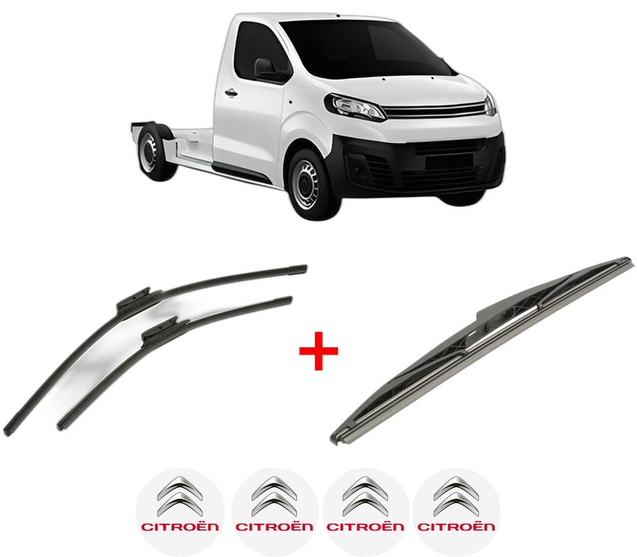 Set 3 stergatoare CITROEN JUMPY III Platform/Chassis (V_) din 2016 - 2023, pentru parbriz si luneta fata si spate auto, Bosch Twin, din cauciuc siliconat rezistent, 4 Stickere Auto CITROEN