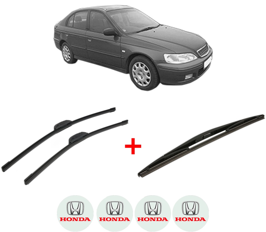 Set 3 stergatoare HONDA ACCORD VI Hatchback (CH, CL) din 1999 - 2002, pentru parbriz si luneta fata si spate auto, Bosch Twin, din cauciuc siliconat rezistent, 4 Stickere Auto HONDA