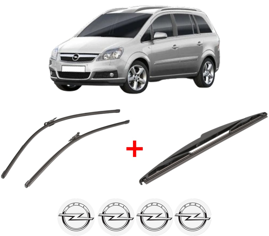Set 3 stergatoare OPEL ZAFIRA / ZAFIRA FAMILY B (A05) din 2005 - 2015, pentru parbriz si luneta fata si spate auto, Valeo Silencio, din cauciuc siliconat rezistent, 4 Stickere Auto OPEL