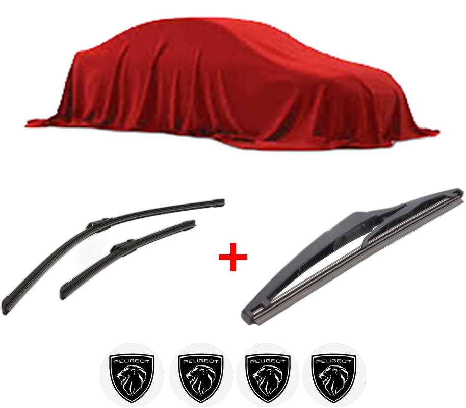 Set 3 stergatoare PEUGEOT 3008 III (KA_, KB_, KC_) din 2023, pentru parbriz si luneta fata si spate auto, Bosch Twin, din cauciuc siliconat rezistent, 4 Stickere Auto PEUGEOT