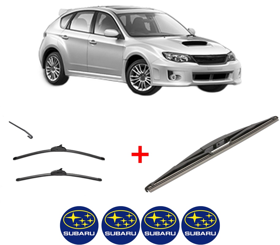 Set 3 stergatoare SUBARU IMPREZA Hatchback (GP_) din 2011 - 2016, pentru parbriz si luneta fata si spate auto, Valeo Silencio, din cauciuc siliconat rezistent, 4 Stickere Auto SUBARU