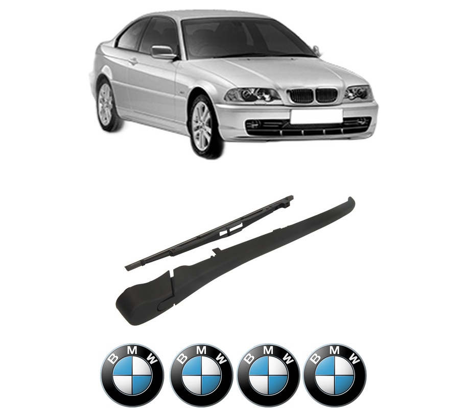 Set brat stergator spate cu lamela pentru BMW 3 (E46) din 1997-2005, pentru spate, din cauciuc siliconat rezistent, Cri-Flo, 4 stickere auto BMW