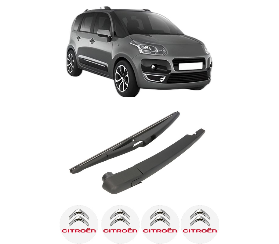 Set brat stergator spate cu lamela pentru CITROEN C3 PICASSO (SH_) din 2008-2017, pentru spate, din cauciuc siliconat rezistent, Cri-Flo, 4 stickere auto CITROEN