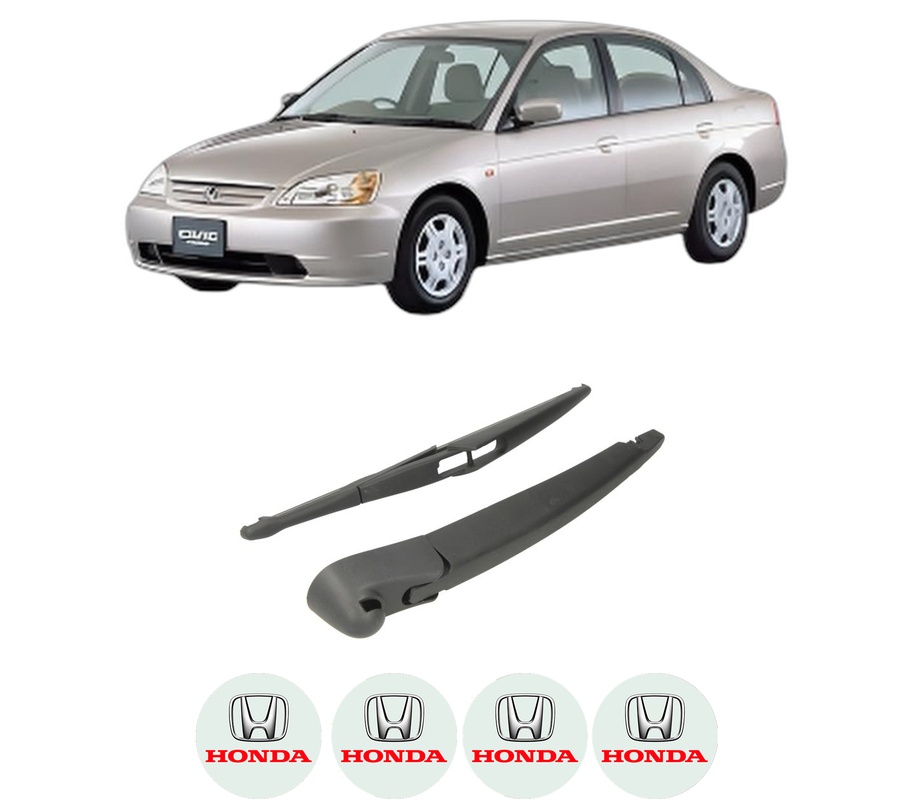 Set brat stergator spate cu lamela pentru HONDA CIVIC VII Saloon (ES, ET) din 2000-2005, pentru spate, din cauciuc siliconat rezistent, Cri-Flo, 4 stickere auto HONDA