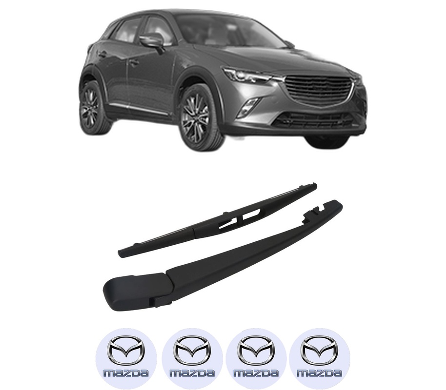 Set brat stergator spate cu lamela pentru MAZDA CX-3 (DK) din 2015-2018, pentru spate, din cauciuc siliconat rezistent, Cri-Flo, 4 stickere auto MAZDA