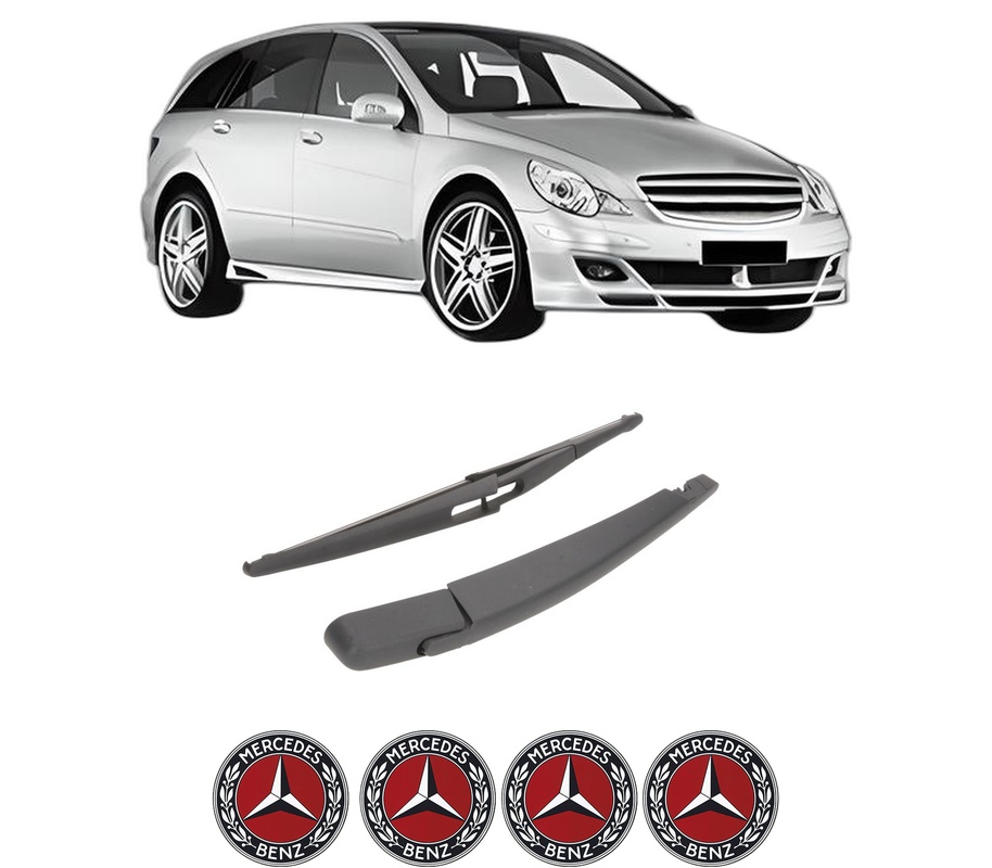 Set brat stergator spate cu lamela pentru MERCEDES-BENZ R-CLASS (W251, V251) din 2005-2014, pentru spate, din cauciuc siliconat rezistent, Cri-Flo, 4 stickere auto MERCEDES-BENZ