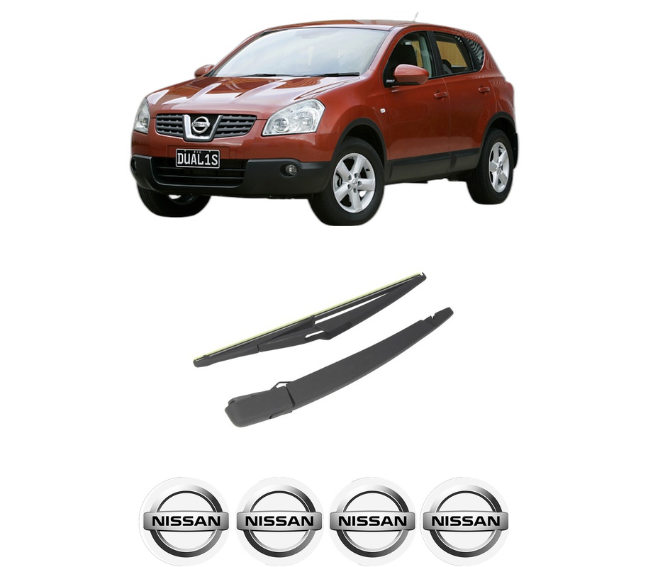 Set brat stergator spate cu lamela pentru NISSAN QASHQAI I (J10, NJ10) din 2006-2013, pentru spate, din cauciuc siliconat rezistent, Cri-Flo, 4 stickere auto NISSAN