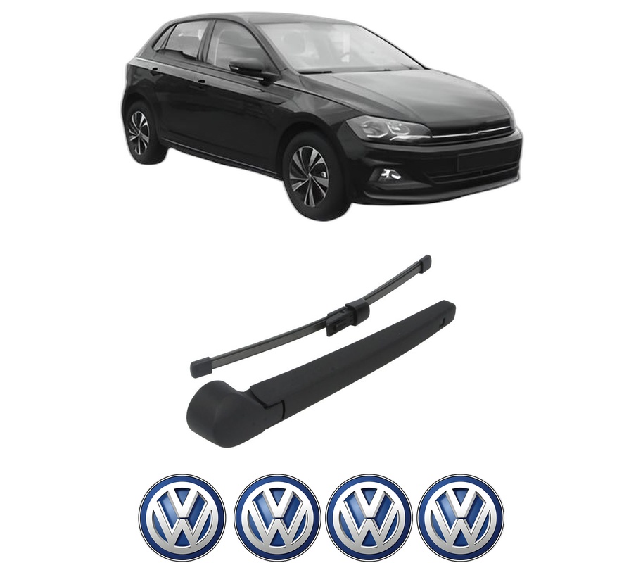 Set brat stergator spate cu lamela pentru VW POLO VI (AW1, BZ1, AE1) din 2021, pentru spate, din cauciuc siliconat rezistent, Cri-Flo, 4 stickere auto VW