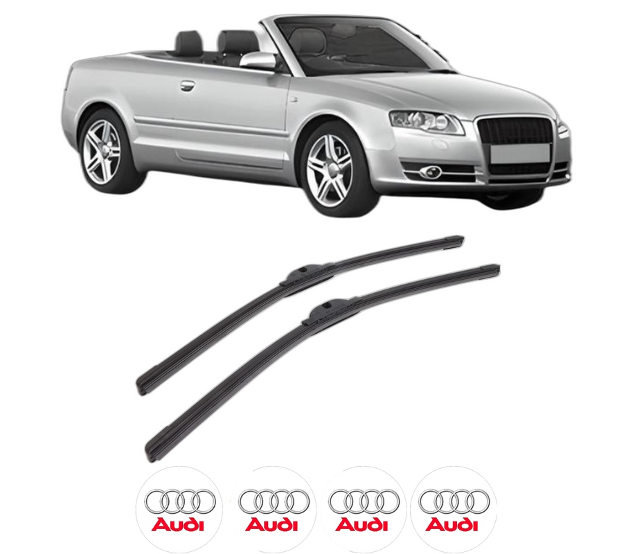 Set stergatoare auto AUDI A4 B6 Convertible (8H7) din 2002-2005, pentru parbriz auto, 2 bucati, Bosch Aerotwin, din cauciuc siliconat rezistent, 4 Stickere Auto AUDI