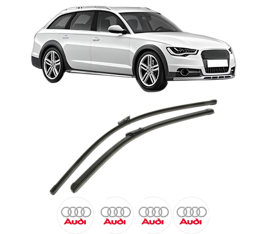 Set stergatoare auto AUDI A6 Allroad C7 (4GH, 4GJ) din 2012-2018, pentru parbriz auto, 2 bucati, Bosch Aerotwin, din cauciuc siliconat rezistent, 4 Stickere Auto AUDI