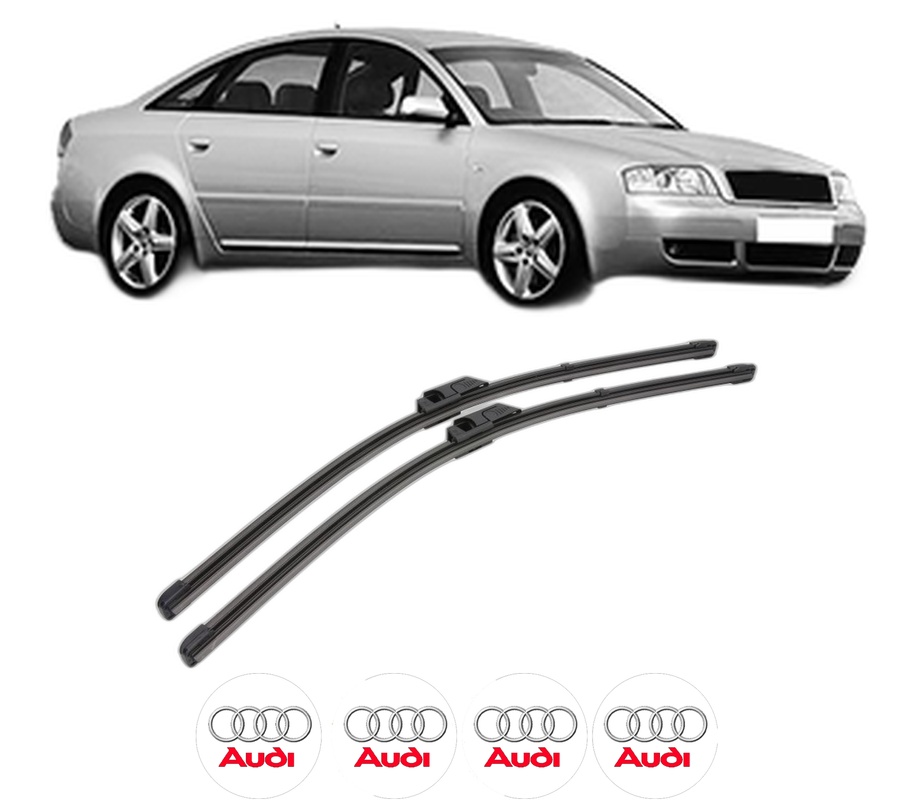 Set stergatoare auto AUDI A6 C5 (4B2, 4B4) din 1997-2005, pentru parbriz auto, 2 bucati, Valeo Silencio Xtrm, din cauciuc siliconat rezistent, 4 Stickere Auto AUDI