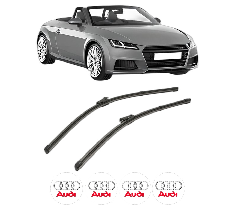Set stergatoare auto AUDI TT Roadster (FV9, FVR) din 2014-2020, pentru parbriz auto, 2 bucati, Valeo Silencio Xtrm, din cauciuc siliconat rezistent, 4 Stickere Auto AUDI