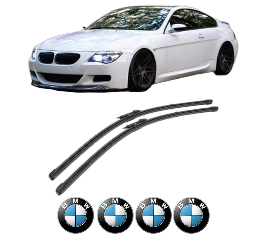 Set stergatoare auto BMW Seria 6 Convertible (E64) din 2004-2010, pentru parbriz auto, 2 bucati, Valeo Silencio Xtrm, din cauciuc siliconat rezistent, 4 Stickere Auto BMW Seria