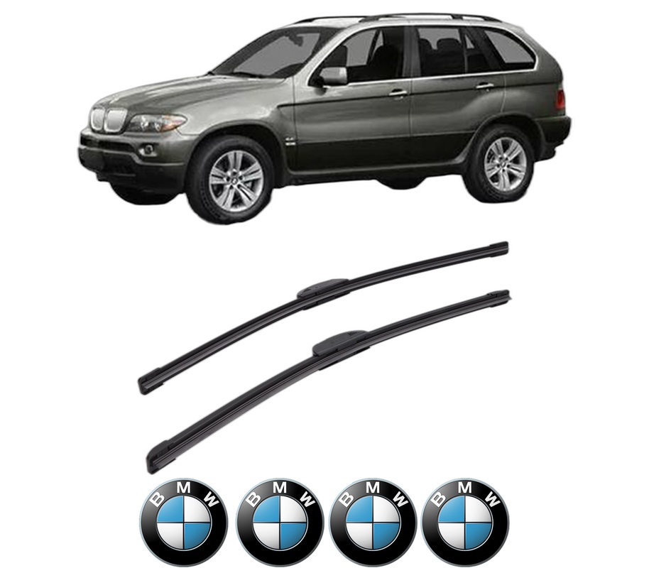 Set stergatoare auto BMW Seria X5 (E53) din 2000-2004, pentru parbriz auto, 2 bucati, Bosch Aerotwin Retrofit, din cauciuc siliconat rezistent, 4 Stickere Auto BMW Seria