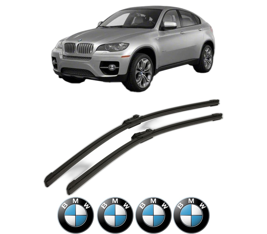 Set stergatoare auto BMW Seria X6 (E71, E72) din 2007-2014, pentru parbriz auto, 2 bucati, Bosch Aerotwin, din cauciuc siliconat rezistent, 4 Stickere Auto BMW Seria