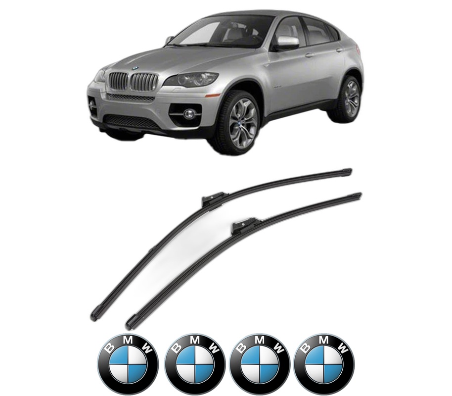 Set stergatoare auto BMW Seria X6 (E71, E72) din 2007-2014, pentru parbriz auto, 2 bucati, Valeo Silencio Xtrm, din cauciuc siliconat rezistent, 4 Stickere Auto BMW Seria