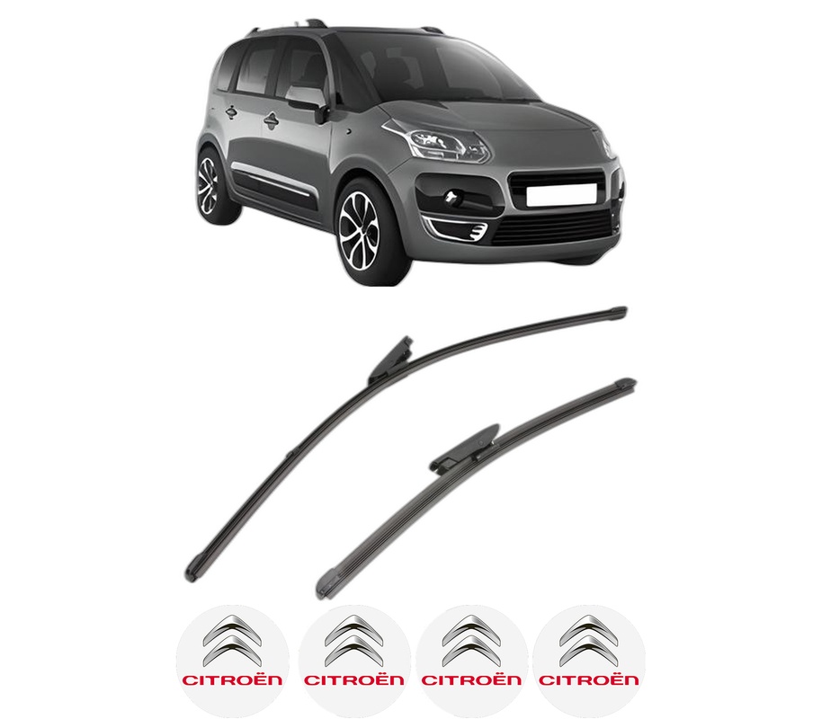 Set stergatoare auto CITROEN C3 PICASSO (SH_) din 2008-2017, pentru parbriz auto, 2 bucati, Valeo Silencio Xtrm, din cauciuc siliconat rezistent, 4 Stickere Auto CITROEN