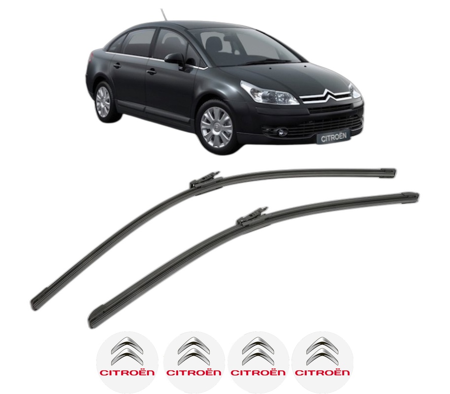 Set stergatoare auto CITROEN C4 I Saloon din 2006-2011, pentru parbriz auto, 2 bucati, Bosch Aerotwin, din cauciuc siliconat rezistent, 4 Stickere Auto CITROEN