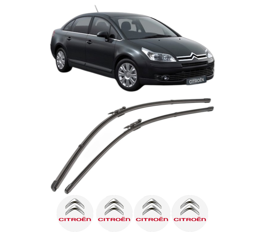 Set stergatoare auto CITROEN C4 I Saloon din 2006-2011, pentru parbriz auto, 2 bucati, Valeo Silencio Xtrm, din cauciuc siliconat rezistent, 4 Stickere Auto CITROEN