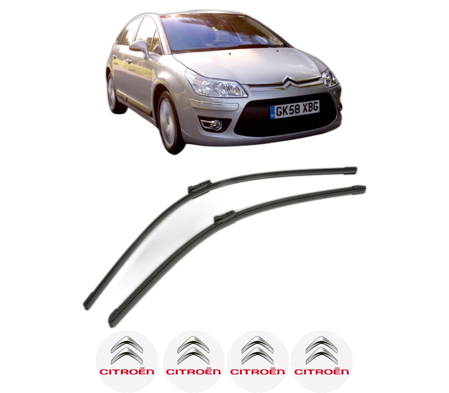 Set stergatoare auto CITROEN C4 II (NC_) din 2009-2018, pentru parbriz auto, 2 bucati, Bosch Aerotwin, din cauciuc siliconat rezistent, 4 Stickere Auto CITROEN