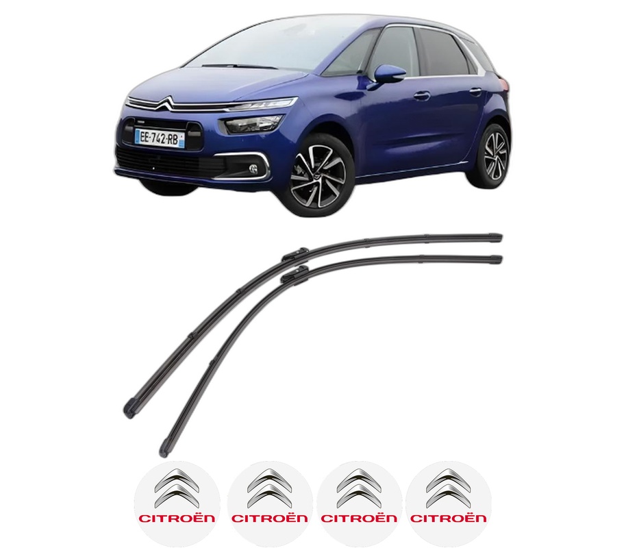 Set stergatoare auto CITROEN C4 PICASSO II din 2013-2018, pentru parbriz auto, 2 bucati, Valeo Silencio, din cauciuc siliconat rezistent, 4 Stickere Auto CITROEN